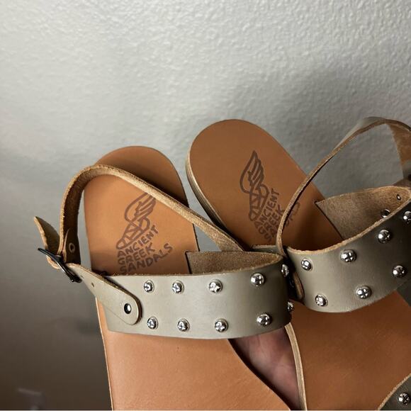 Ancient Greek Sandals Dinami Studded Leather Sandals in taupe 41 - Picture 4 of 8